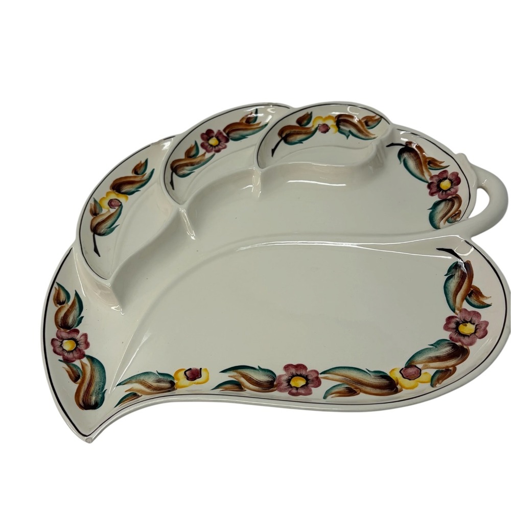 Vintage Vernon Kilns Beverly Divided Chip Dip Serving Platter California Pottery